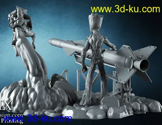 火箭浣熊和树人格鲁特-3D打印模型的图片