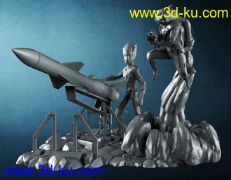 火箭浣熊和树人格鲁特-3D打印模型的图片