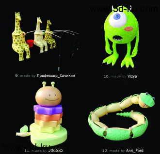 儿童玩具模型共40个,卡通动物,布偶,魔方,小汽车等模型的图片