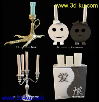 蜡烛模型,烛台模型,80个各种款式蜡烛模型的图片