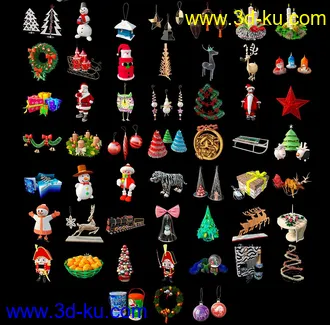 新年物品模型,节日饰品模型,圣诞节物品模型合集的图片