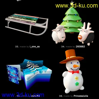 新年物品模型,节日饰品模型,圣诞节物品模型合集的图片