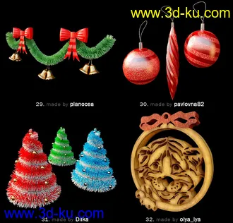 新年物品模型,节日饰品模型,圣诞节物品模型合集的图片