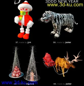 新年物品模型,节日饰品模型,圣诞节物品模型合集的图片