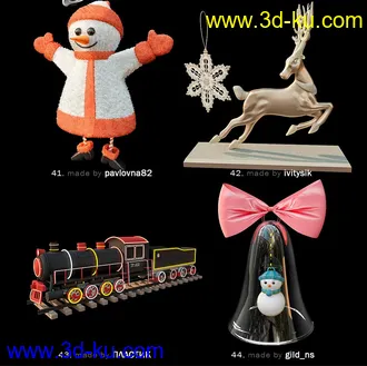 新年物品模型,节日饰品模型,圣诞节物品模型合集的图片