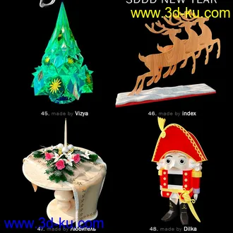 新年物品模型,节日饰品模型,圣诞节物品模型合集的图片