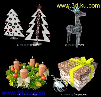 新年物品模型,节日饰品模型,圣诞节物品模型合集的图片