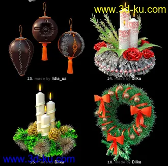 新年物品模型,节日饰品模型,圣诞节物品模型合集的图片