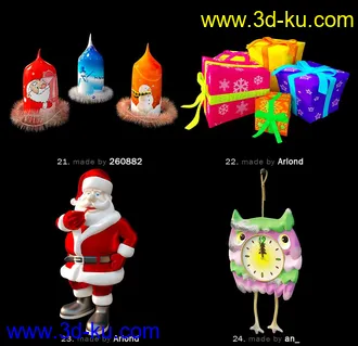 新年物品模型,节日饰品模型,圣诞节物品模型合集的图片