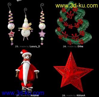 新年物品模型,节日饰品模型,圣诞节物品模型合集的图片