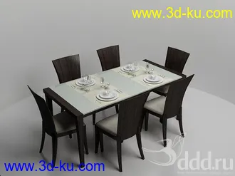 桌子椅子组合模型合集的图片