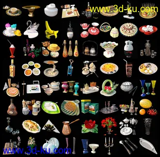 餐具厨具模型合集,64个的图片1
