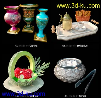 餐具厨具模型合集,64个的图片
