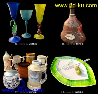 餐具厨具模型合集,64个的图片