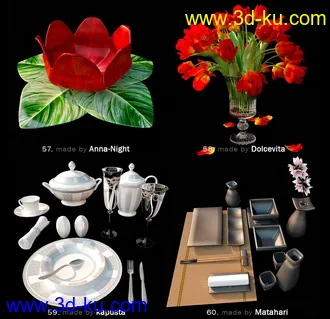 餐具厨具模型合集,64个的图片