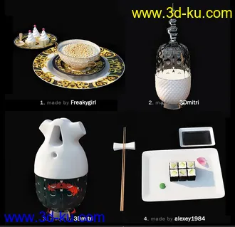 餐具厨具模型合集,64个的图片