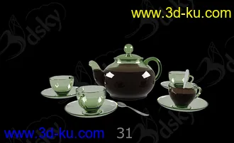 32款茶具模型,水壶模型,水杯模型的图片