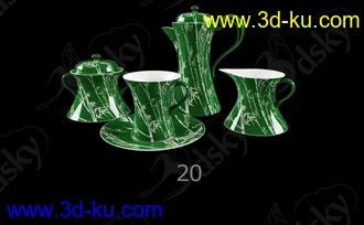 32款茶具模型,水壶模型,水杯模型的图片