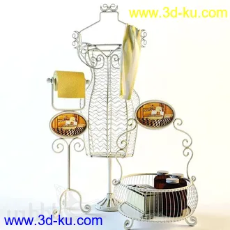 洗刷物品模型,毛巾,牙刷,杯子,沐浴露,洗手液,拖鞋,不锈钢挂钩等卫浴模型的图片3