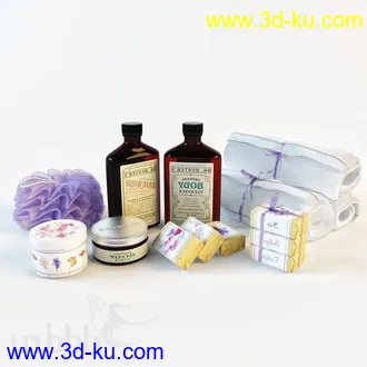 洗刷物品模型,毛巾,牙刷,杯子,沐浴露,洗手液,拖鞋,不锈钢挂钩等卫浴模型的图片4