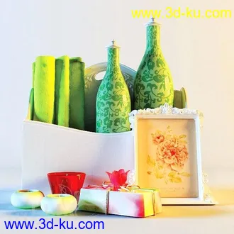 洗刷物品模型,毛巾,牙刷,杯子,沐浴露,洗手液,拖鞋,不锈钢挂钩等卫浴模型的图片5