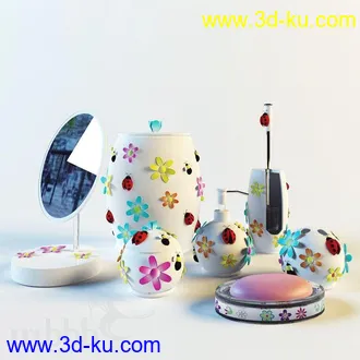 洗刷物品模型,毛巾,牙刷,杯子,沐浴露,洗手液,拖鞋,不锈钢挂钩等卫浴模型的图片6