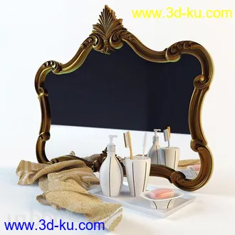 洗刷物品模型,毛巾,牙刷,杯子,沐浴露,洗手液,拖鞋,不锈钢挂钩等卫浴模型的图片9