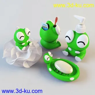 洗刷物品模型,毛巾,牙刷,杯子,沐浴露,洗手液,拖鞋,不锈钢挂钩等卫浴模型的图片11