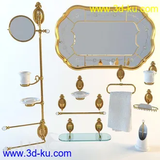 洗刷物品模型,毛巾,牙刷,杯子,沐浴露,洗手液,拖鞋,不锈钢挂钩等卫浴模型的图片12