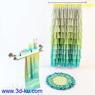 洗刷物品模型,毛巾,牙刷,杯子,沐浴露,洗手液,拖鞋,不锈钢挂钩等卫浴模型的图片15