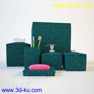 洗刷物品模型,毛巾,牙刷,杯子,沐浴露,洗手液,拖鞋,不锈钢挂钩等卫浴模型的图片16