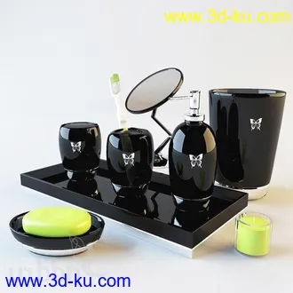 洗刷物品模型,毛巾,牙刷,杯子,沐浴露,洗手液,拖鞋,不锈钢挂钩等卫浴模型的图片17
