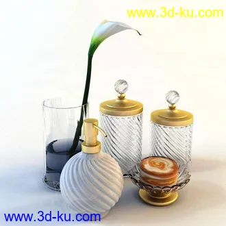 洗刷物品模型,毛巾,牙刷,杯子,沐浴露,洗手液,拖鞋,不锈钢挂钩等卫浴模型的图片18