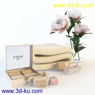 洗刷物品模型,毛巾,牙刷,杯子,沐浴露,洗手液,拖鞋,不锈钢挂钩等卫浴模型的图片19