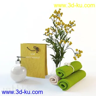 洗刷物品模型,毛巾,牙刷,杯子,沐浴露,洗手液,拖鞋,不锈钢挂钩等卫浴模型的图片23