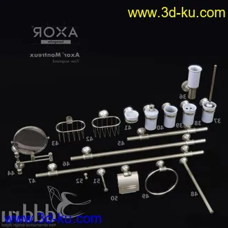 洗刷物品模型,毛巾,牙刷,杯子,沐浴露,洗手液,拖鞋,不锈钢挂钩等卫浴模型的图片25