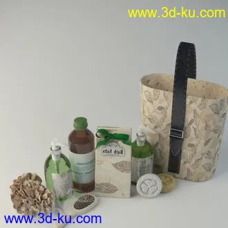 洗刷物品模型,毛巾,牙刷,杯子,沐浴露,洗手液,拖鞋,不锈钢挂钩等卫浴模型的图片29