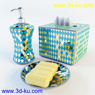 洗刷物品模型,毛巾,牙刷,杯子,沐浴露,洗手液,拖鞋,不锈钢挂钩等卫浴模型的图片34