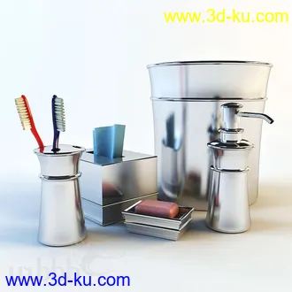 洗刷物品模型,毛巾,牙刷,杯子,沐浴露,洗手液,拖鞋,不锈钢挂钩等卫浴模型的图片35