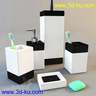 洗刷物品模型,毛巾,牙刷,杯子,沐浴露,洗手液,拖鞋,不锈钢挂钩等卫浴模型的图片36