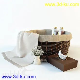 洗刷物品模型,毛巾,牙刷,杯子,沐浴露,洗手液,拖鞋,不锈钢挂钩等卫浴模型的图片37