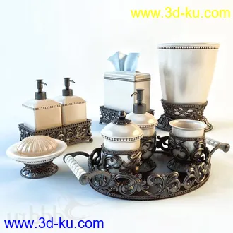 洗刷物品模型,毛巾,牙刷,杯子,沐浴露,洗手液,拖鞋,不锈钢挂钩等卫浴模型的图片39