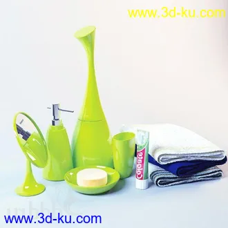 洗刷物品模型,毛巾,牙刷,杯子,沐浴露,洗手液,拖鞋,不锈钢挂钩等卫浴模型的图片41