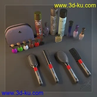 美容院物品模型,化妆物品合集的图片