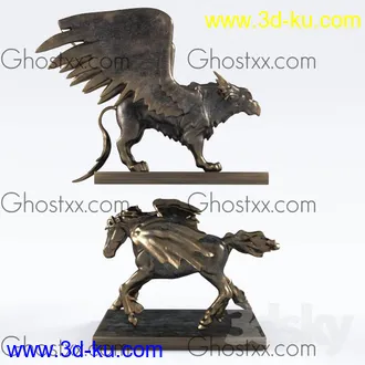 飞马,天马,母狮子,豹子,犬,马,牛头,猴子,鱼,蜗牛,乌龟,鹰,魔鬼鱼,大象,石像,金属,雕刻模型的图片12