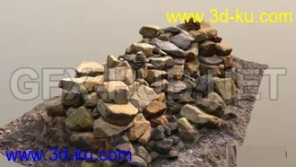 岩石,石头,砖头,碎石,泥土,沙土,砖墙,泥路,矿石,水泥柱,陨石模型的图片1