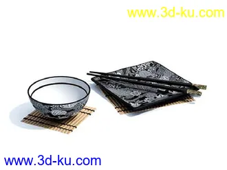 酱油瓶,杯子,筷子,盘子,茶壶,勺子,陶瓷盛具,长形碟,汤匙,茶杯,模型合集的图片