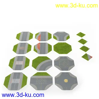 道路模型,公路模型,十字路口,交叉路口,红灯口,转弯路,路表面,模型合集的图片