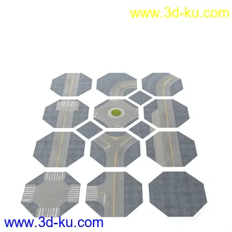 道路模型,公路模型,十字路口,交叉路口,红灯口,转弯路,路表面,模型合集的图片