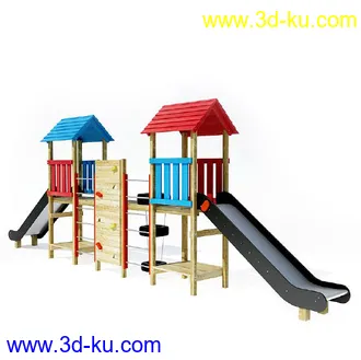 木吊椅,秋千,沙池,儿童乐园,积木模型,跷跷板,组合滑梯,爬杆,儿童游乐设施模型合集的图片